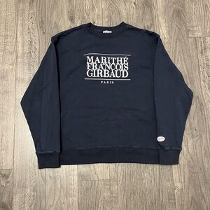 Marithe Francois Girbaud Men's Navy Crewneck with White Logo